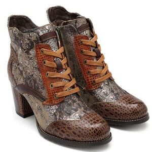 SOCOFY Desert Genuine Leather Ankle Boots Heel Booties Handmade US 6.5 Or 37